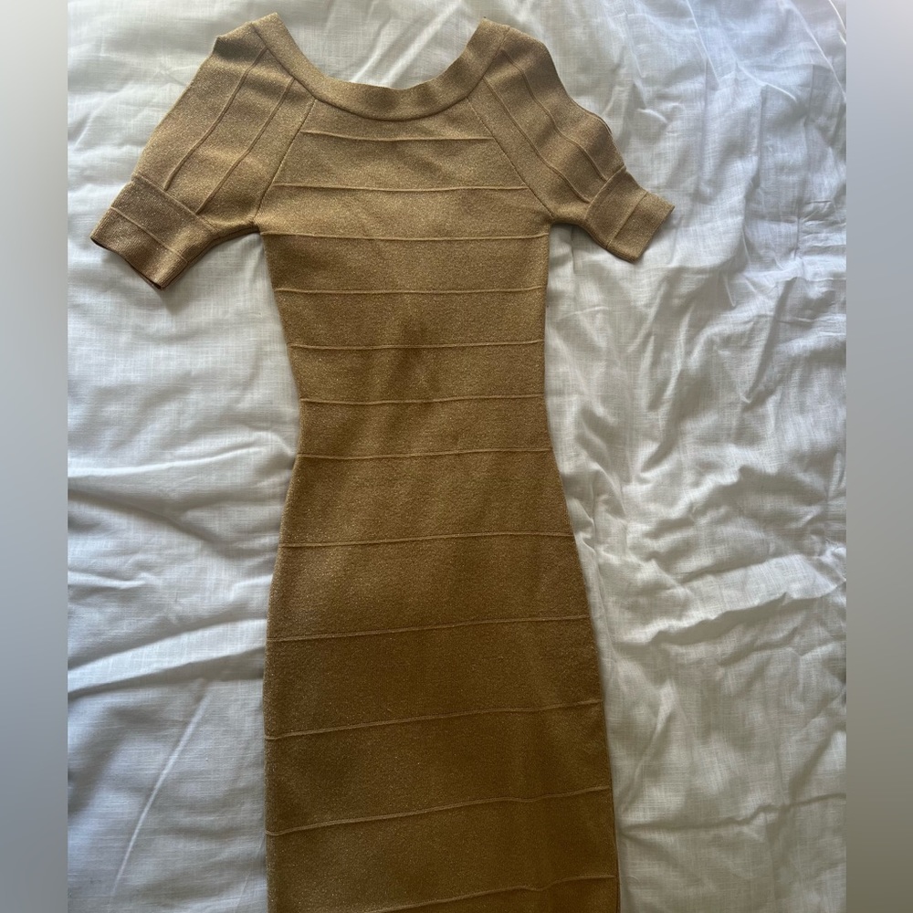 Bebe Champagne Bandage Dress